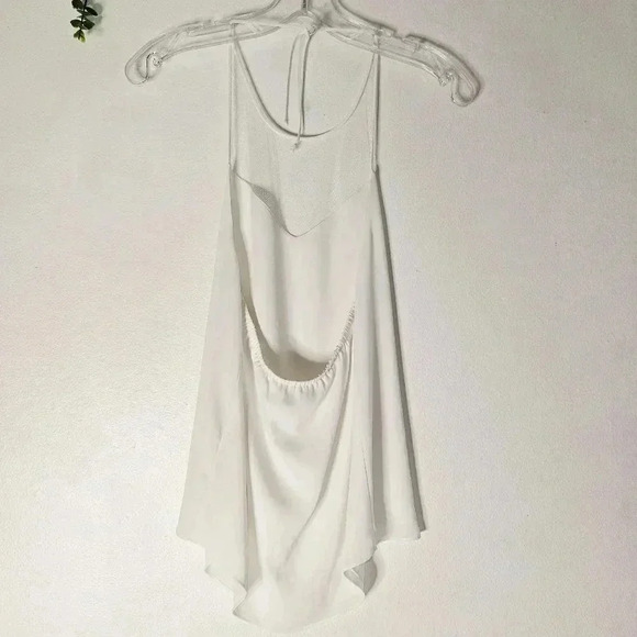 Aritzia Wilfred White Mesh Halter Top Double Linning Stretchy Back Sz  XS/ S - Picture 5 of 9